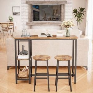 Mesa de bar retro - 2 taburetes - 120x40x91,5 cm