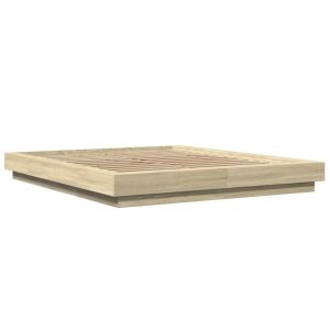 vidaXL estructura cama con luces LED madera roble sonoma 150x200 cm