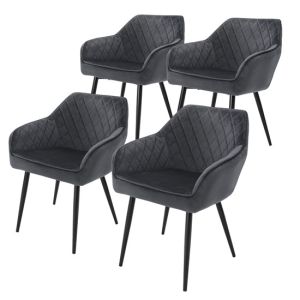 Juego 4 sillas de comedor / salón de terciopelo antracita 80 cm