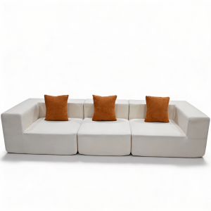 Sofá de salon eden simple 3 plazas - blanco orange
