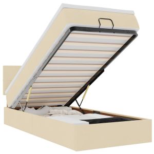 vidaXL cama otomana con colchón de tela color crema 100x200 cm