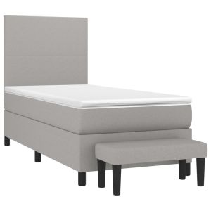 vidaXL cama box spring con colchón tela gris claro 90x200 cm