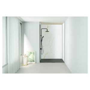 Ondee - kit  paneles murales nicho  mármol blanco mate 120cm perfil negro