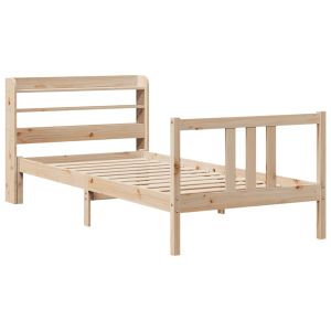 vidaXL estructura de cama con cabecero madera maciza pino 75x190 cm