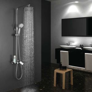 Kibath columna ducha monomando dua redonda de 79-125 cm cromo brillo