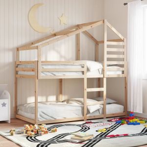Cama 90x200 cm,cama litera sin colchón madera maciza de pino rhu2217