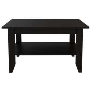 Mesa de centro esencial con estante negro: estilo y funcionalidad.