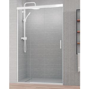 Mampara ducha frontal 3 cristales | blanco 115 cm (adaptable 110,1-115cm)