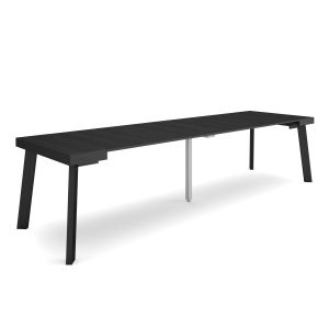 Mesa consola extensible, 58/302x90x73cm, negro, patas de madera rf3057