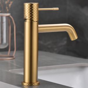 Imex - grifo monomando lavabo caño bajo oro serie génova