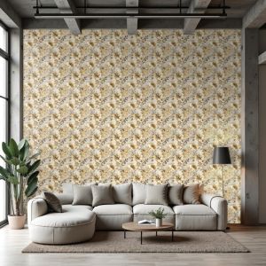 Papel pintado floral diseño acuarela magnolia oro beige 60cm por 300cm