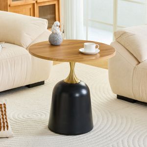 Mesa auxiliar redonda madera natural 60cm