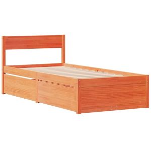 vidaXL estructura de cama sin colchón madera maciza marrón 90x190 cm