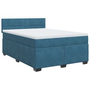 vidaXL cama box spring con colchón terciopelo azul 140x190 cm