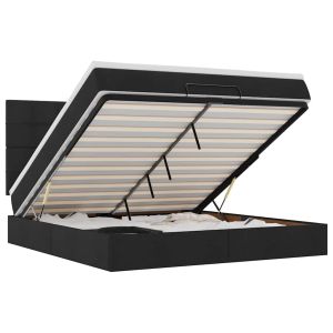 vidaXL estructura de cama otomana con colchón tela negra 180x200cm