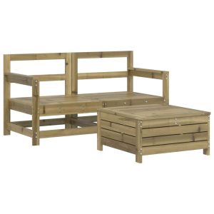 vidaXL juego de sofás de jardín 3 piezas madera de pino impregnada
