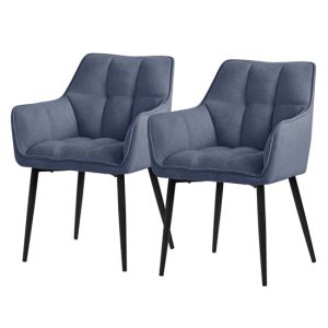2x sillas de comedor azules de tejido de rizo asiento ergonómico