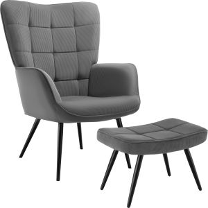 Sillón tapizado 72 x 76 x 100,5 cm corderoy fino antracita/negro