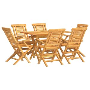 vidaXL juego de comedor de jardín 7 piezas madera maciza de teca