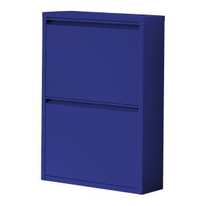 Zapatero sokndal con 2 puertas 71x50x15 cm metal - azul noche [en.casa]