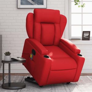 Sillón reclinable de masaje de pie cuero artificial rojo qweo8038