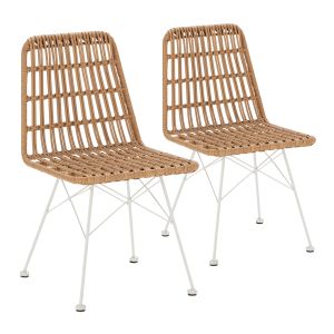 Pack 2 sillas de comedor o jardín aitana ratan/blanco