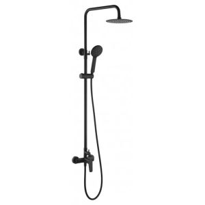 Columna de ducha extensible monomando con rociador redondo color negro mate