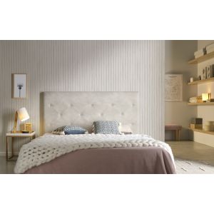 Cabecero zafiro para cama de 140 de tela blanco roto 154x115x8.