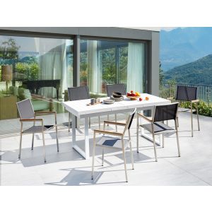 Conjunto de comedor exterior 6 plazas valcanetto/grosseto metal gris/blanco