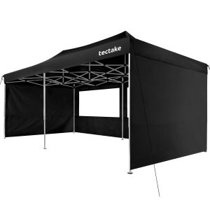 Pabellón plegable viola 3x6 m, aluminio, 6 paneles laterales, negro