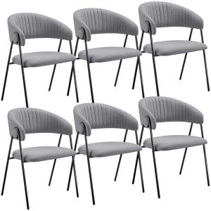 6 sillas de comedor de tejido acolchado 60 x 58 x 85 cm gris
