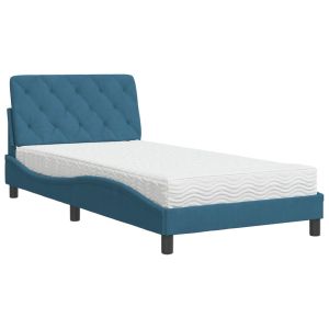 vidaXL cama con colchón terciopelo azul 100x200 cm