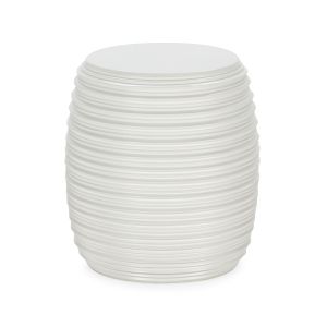 Taburete 42x42x45,5 fibra de piedra blanco mate