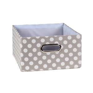 Caja de tela gris lunares blancos -