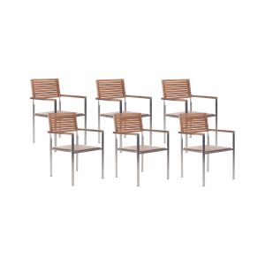 Conjunto de 6 sillas de jardín viareggio madera de teca certificada marrón