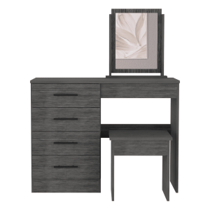 Mesa de maquillaje con espejo kaia y asiento incluido roble gris