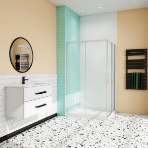 Mampara de ducha rectangular corredera,gris mate,vidrio 5mm,900x800x1850mm