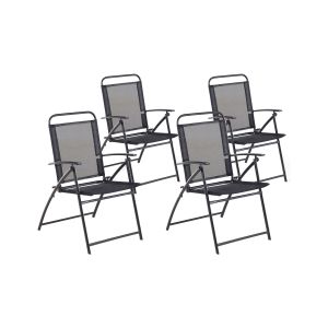 Conjunto de 4 sillas de jardín livo metal negro