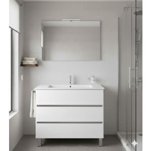 Mueble de baño balder, lavabo y espejo  blanco brillo 60x35 cm