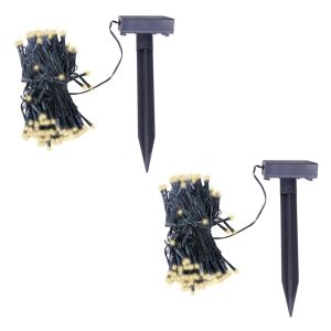 vidaXL guirnalda de luces LED solares 2 uds blanco cálido