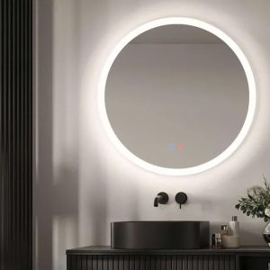 LEDimex - espejo redondo baño con luz LED 80cm retroiluminado, blanco mate
