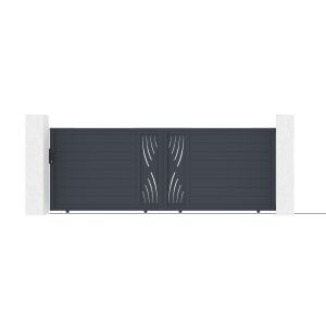 Puerta corredera veleta 400x140 cm + puerta + 4 postes elda + tanker c600