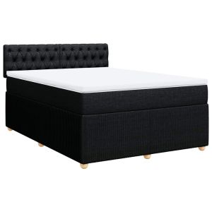 vidaXL cama box spring con colchón tela negro 140x200 cm