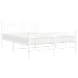 vidaXL estructura cama sin colchón con estribo metal blanco 135x190 cm
