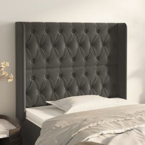 Cabecero con orejas de terciopelo gris oscuro 93x16x118/128 cm eso7765