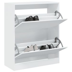 Zapatero de madera de ingeniería blanco 80x34x96,5 cm