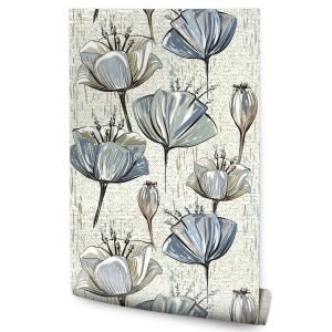 Papel Pintado Tulipanes Flores Estilo Vintage Para Salón 53cm x 10m