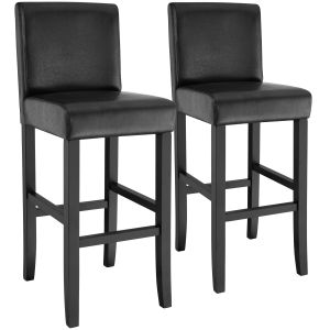 2 taburetes altos acolchados, reposapiés, altura 76 cm, negro