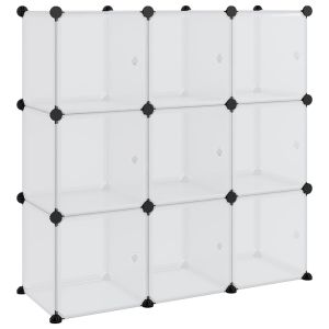 vidaXL estantería de cubos 9 compartimentos y puertas pp transparente