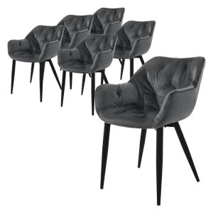 6x sillas de comedor antracita tapizado de terciopelo grueso ergonómico